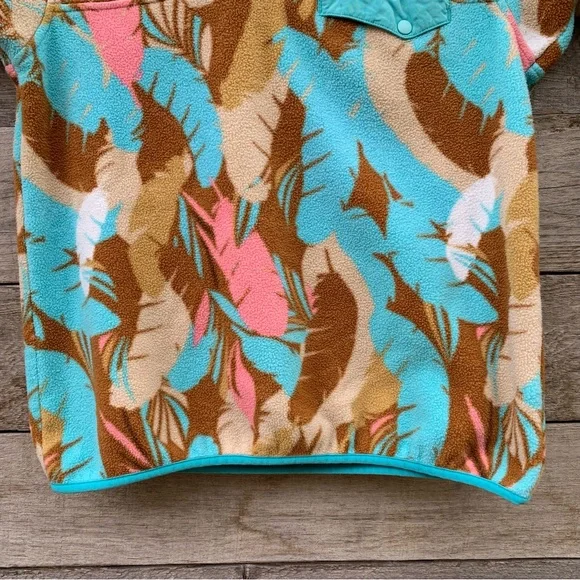 Patagonia Lightweight Synchilla Womens M Snap T Pullover Fleece Feather Print - Picture 8 of 16